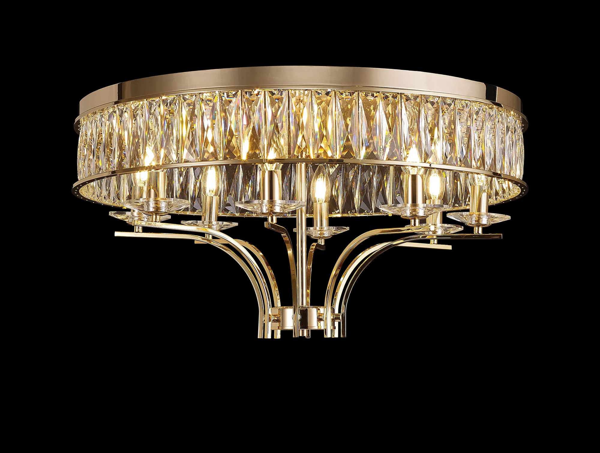 Vivienne French Gold Crystal Ceiling Lights Diyas Flush Crystal Fittings